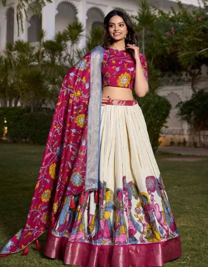 Clysta Women's Collection Dolla Silk Lehenga Choli Patola Print with Foil Work With Unstitched Blouse