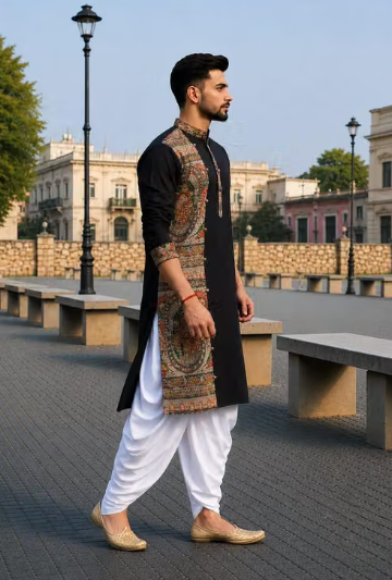 CLYSTA Men’s Cotton Madhubani Embroidered Designer Kurta