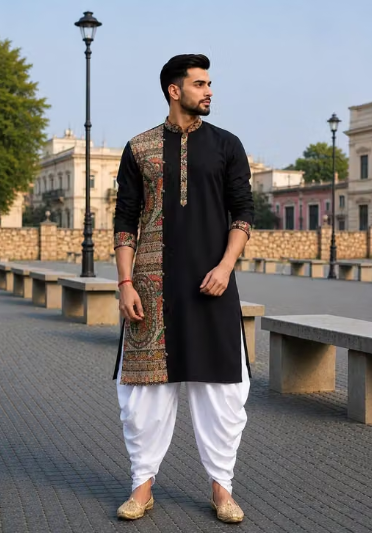 CLYSTA Men’s Cotton Madhubani Embroidered Designer Kurta