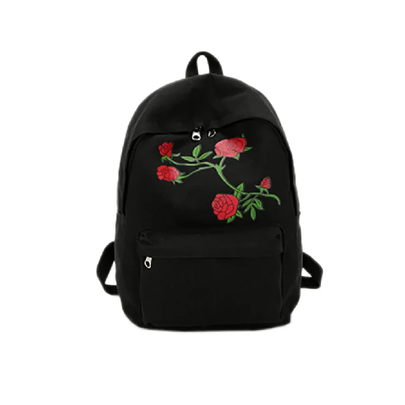 Travel - Friendly Women's Handle Bags in Light Blue with TSA - Approved LocksWomen Girls Embroidery Rose School Bag Travel Backpack