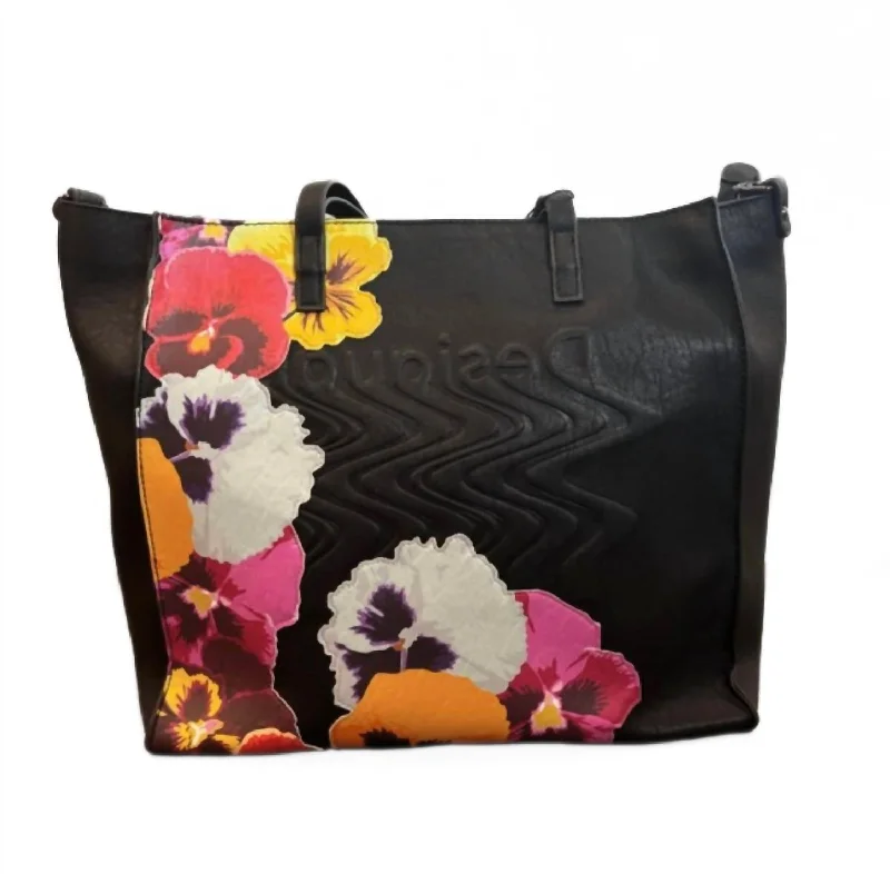 Floral Handbag In Black Multi