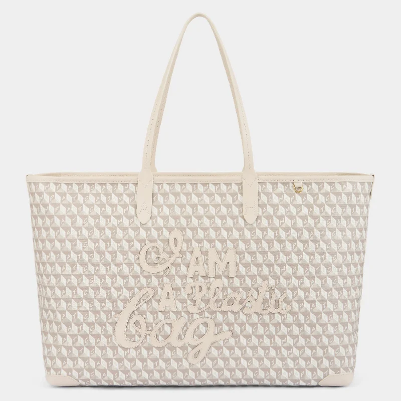 I Am A Plastic Bag Zipped Motif Tote