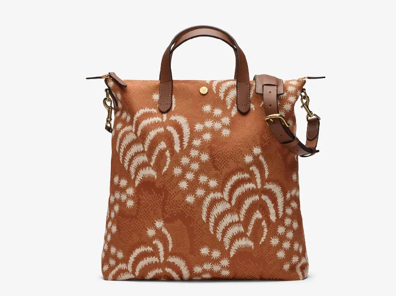 M/S Shopper - Palm Jacquard/Cuoio