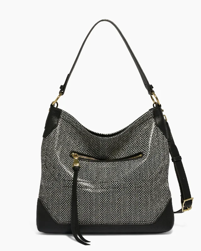 Crossbody Shoulder Bag in Black Leather with Gold Hardware for Night OutsBandit Convertible Hobo