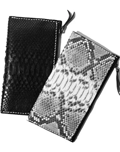 Geometric - Patterned Women's Card Cases in Multicolor for a Modern LookBlack Snakeskin Leather Mens Slim Long Wallet Bifold Zipper Clutch Wallet For Men