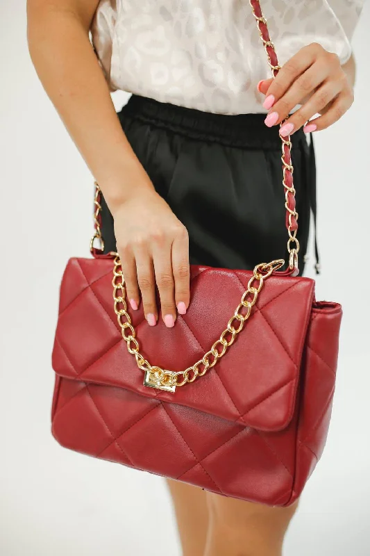 Plus - size Women's Crossbody Bag in Burgundy for Ample StorageBlair Quilted Handbag In Cranberry