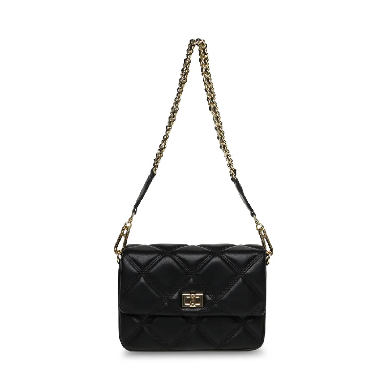 Crossbody Shoulder Bag in Black Leather with Gold Hardware for Night OutsBROONEY BLACK MULTI