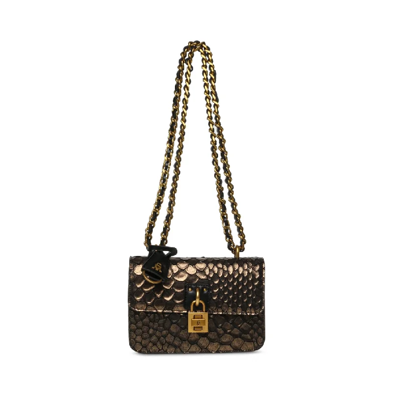 Crossbody Shoulder Bag in Black Leather with Gold Hardware for Night OutsBSCALE GOLD