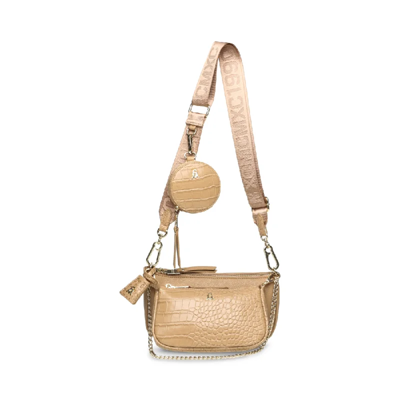 Suede Shoulder Bag in Pink with Tassel Accents for Casual OutingsBURGENT TAUPE