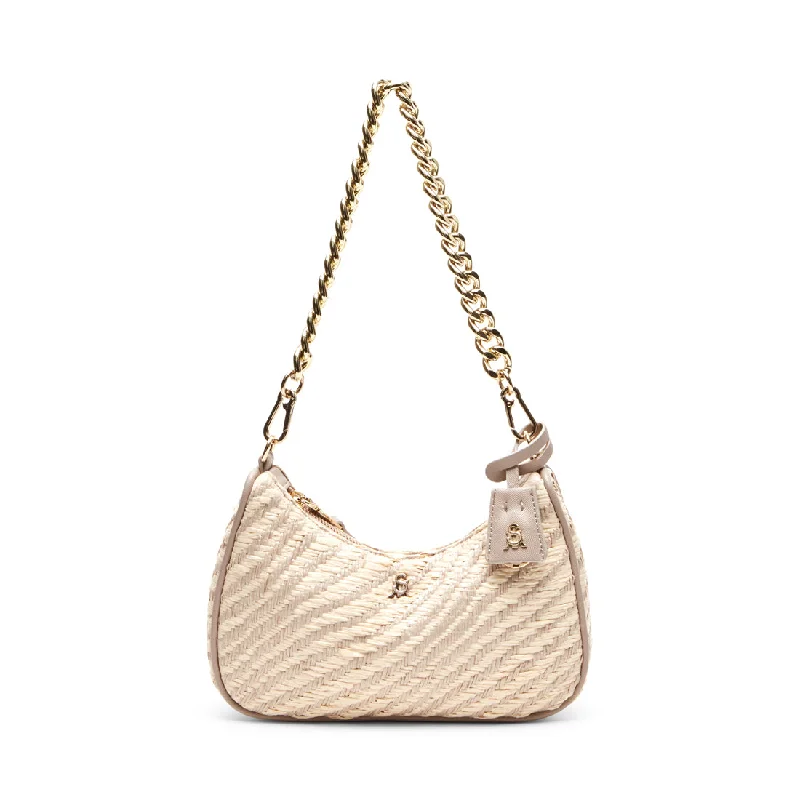 Shoulder Bag with Chain Strap in Silver for a Trendy AppearanceBVITAL-6 NATURAL