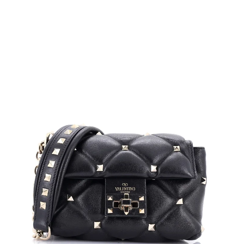 Women's Small Leather Crossbody Bag in Black with Gold Hardware for Evening PartiesCandystud Crossbody Bag Leather Mini