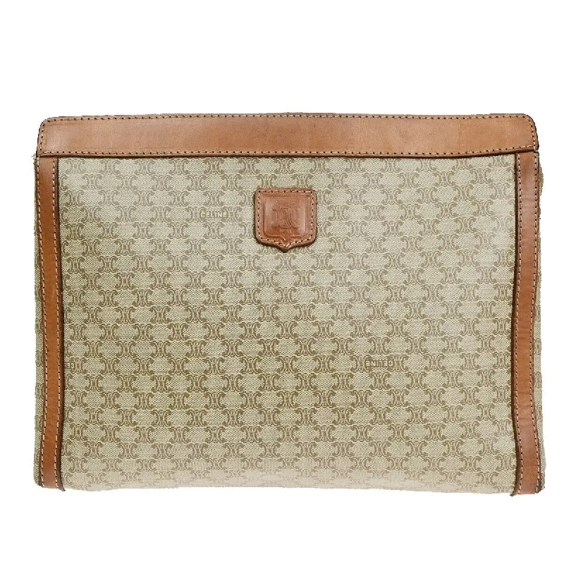 Women's Monogrammed Leather Clutch in Tan for Personalized StyleCéline Macadam  Beaver Clutch Bag (Pre-Owned)