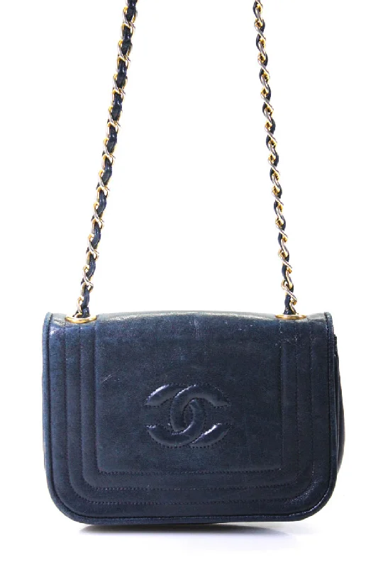 Women's Crossbody Bag with RFID - Blocking Pocket in Black for Safe TravelChanel Womens Mini CC Logo Flap Chain Crossbody Vintage Handbag Navy Blue Leather