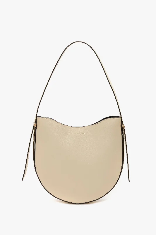 Leather Shoulder Bag with Magnetic Closure in Black for Quick AccessMedium Dia Hobo Bag In Ivory Smooth Leather