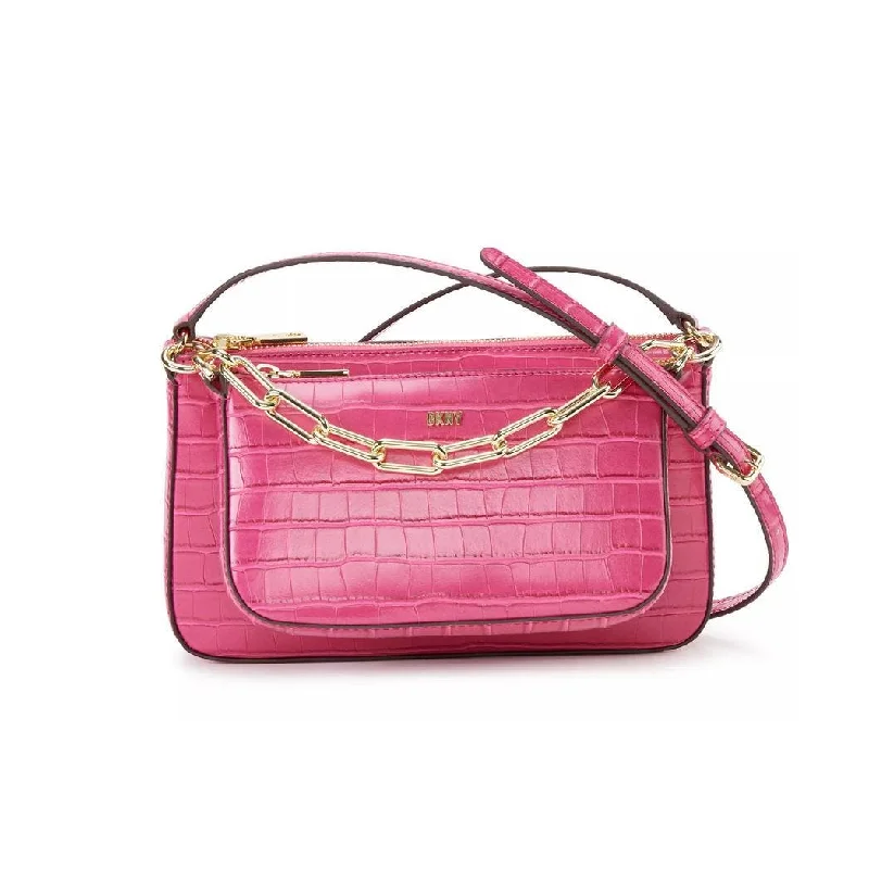 Leather - Trimmed Denim Crossbody Bag in Blue for a Vintage - Inspired LookDKNY Lexi Double Demi Crossbody Bag Electric Pink/Gold