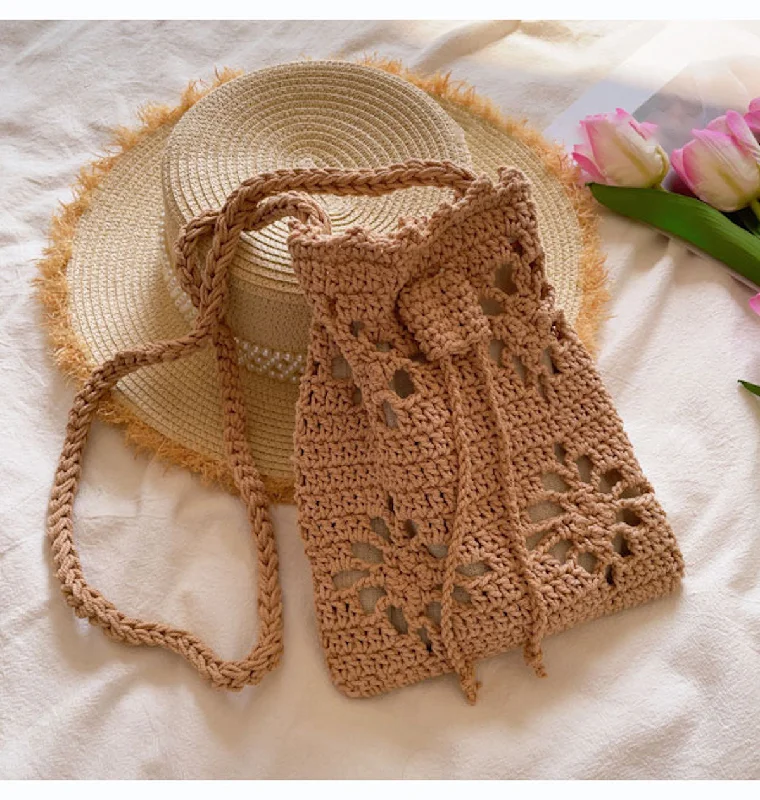 Quilted Leather Crossbody Bag in Cream for a Classic and Elegant AppearanceElena Handbags Crochet Floral Crossbody Bag