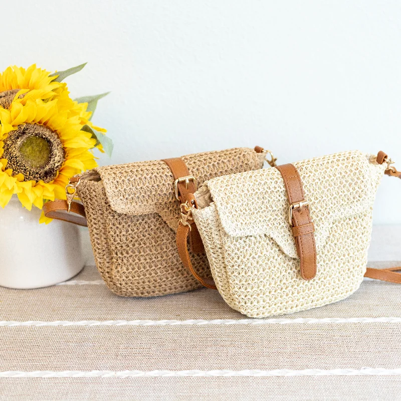 Quilted Leather Crossbody Bag in Cream for a Classic and Elegant AppearanceElena Handbags Straw Woven Crossbody Bag