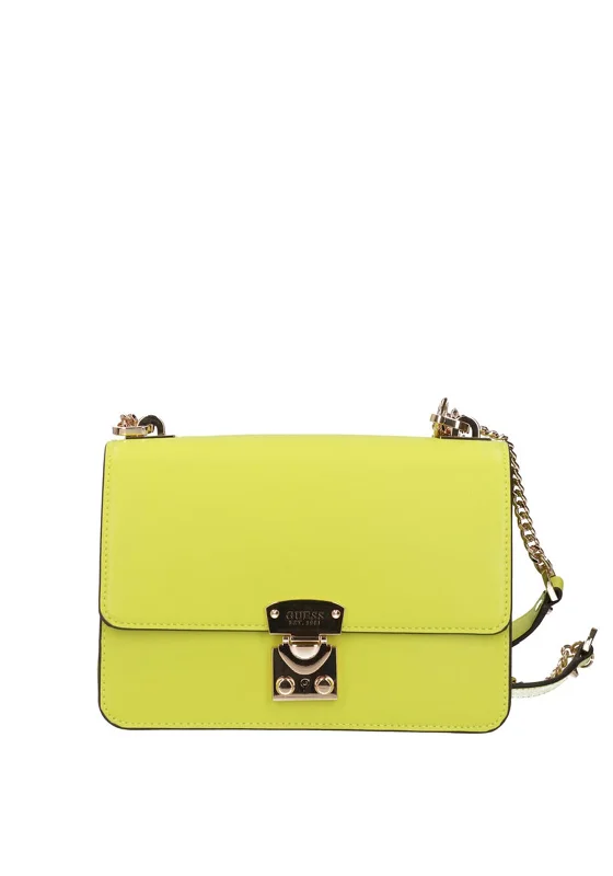 Crossbody Shoulder Bag in Black Leather with Gold Hardware for Night OutsGuess Eliette Small Shoulder Bag, Chartreuse