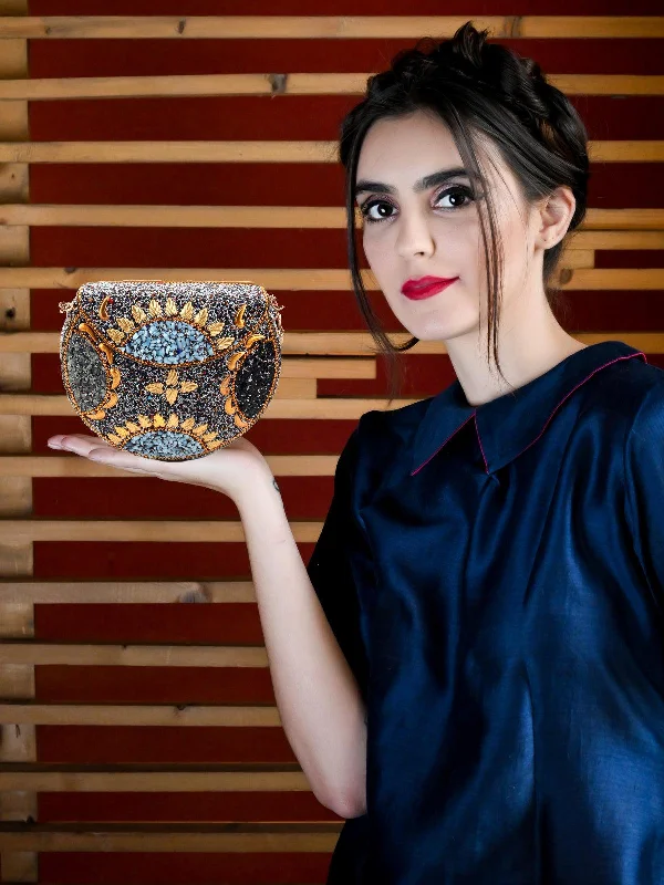 Large Sequin Clutch in Gold for Red - Carpet EventsOdette Women Exquisite Embellished Multicolour Clutch