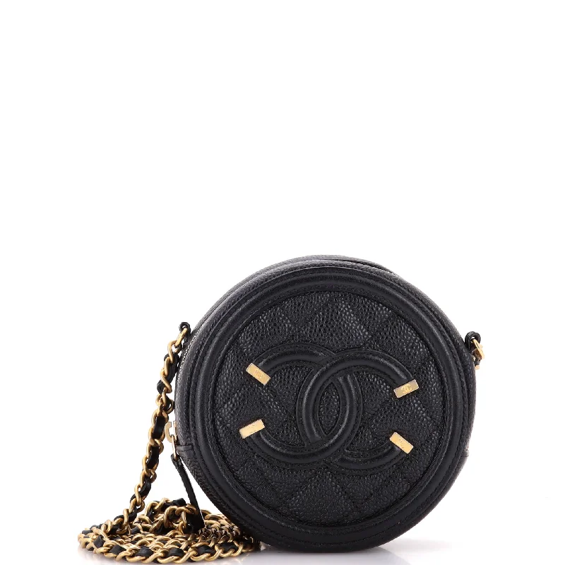 Women's Embroidered Silk Evening Bag in Navy for WeddingsFiligree Round Clutch with Chain Quilted Caviar Mini