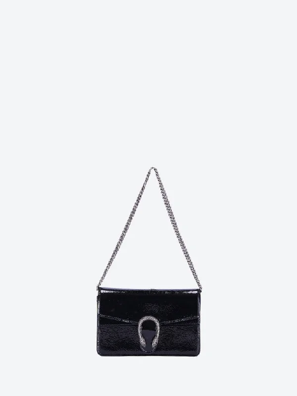 Leather Shoulder Bag with Magnetic Closure in Black for Quick AccessSuper mini dionysus bag