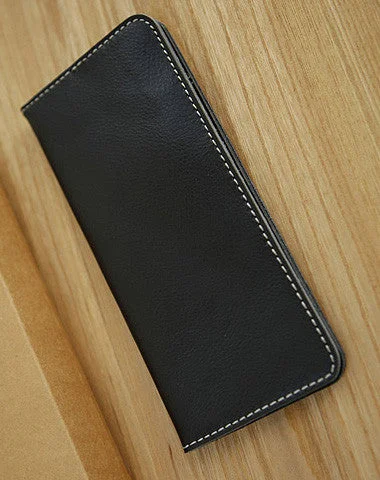 Women's Card Cases with a Hidden Compartment for Secret Storage in GrayHandmade vintage leather clutch bag long wallet multi ID card holders slots for men