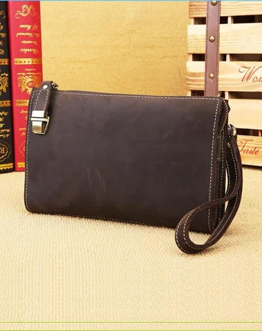 Plus - Size Women's Wallet with a Wrist Strap in Cream for Easy HandlingVintage Mens Leather Clutch Bag Wristlet Bag Clutch Wallet For Men