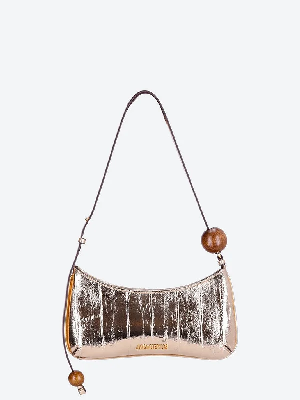 Canvas and Leather Combo Shoulder Bag in Tan for a Rustic LookLe bisou perle handbag