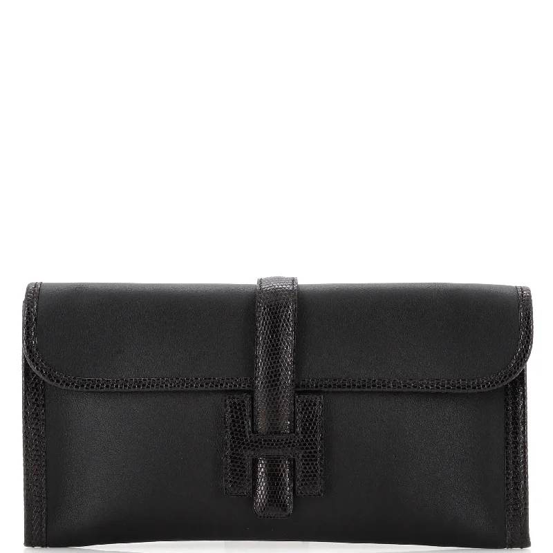 Leather Clutch with Chain Strap in Black for Cocktail PartiesJige Elan Clutch Swift with Lizard 29