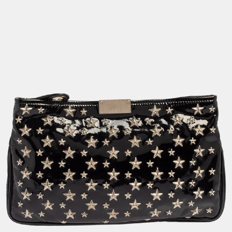 Women's Studded Leather Evening Bag in Black for Rock - n - Roll NightsJimmy Choo  Patent Leather Star Studded Clutch