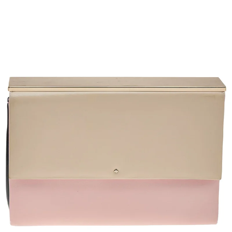 Women's Metallic Leather Clutch in Rose Gold for Valentine's DateKate Spade color Leather Frame Clutch