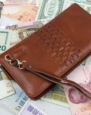 Quilted Design Women's Wallet with Coin Pocket in Beige for a Sophisticated LookLeather men clutch Vintage brown coffee zip clutch men long wallet purse clutch