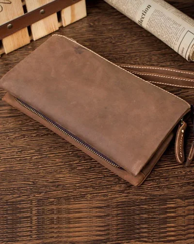 Plus - Size Women's Wallet with a Wrist Strap in Cream for Easy HandlingLight Brown Cool Mens long Wallet Wristlet Wallet Clutch Wallet Dark Brown Long Wallets for Men