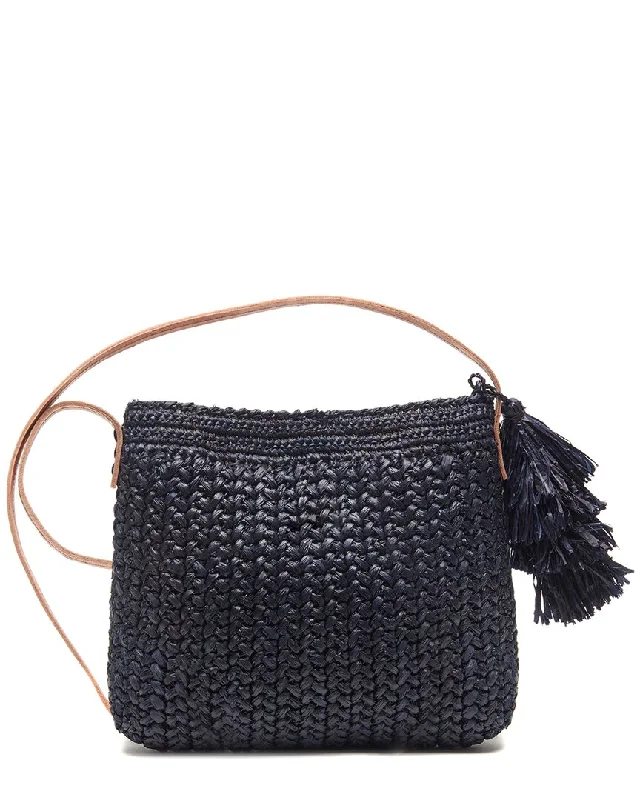 Leather Shoulder Bag with Magnetic Closure in Black for Quick AccessMar Y Sol Antonia Raffia Shoulder Bag