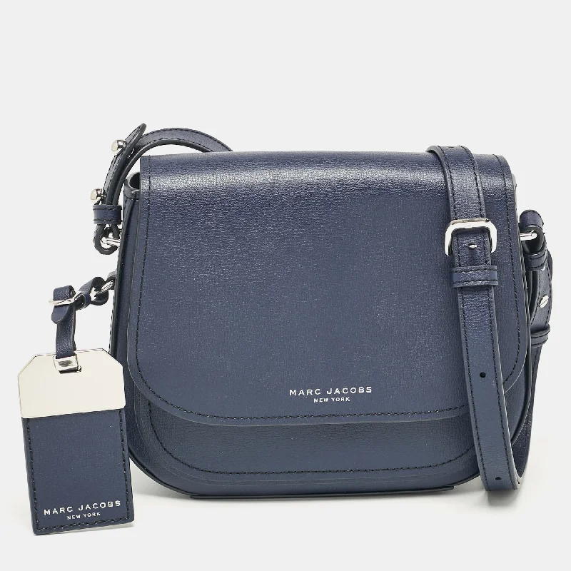 Metallic Crossbody Bag in Silver for New Year's Eve and Special CelebrationsMarc Jacobs Navy Blue Leather Mini Rider Crossbody Bag