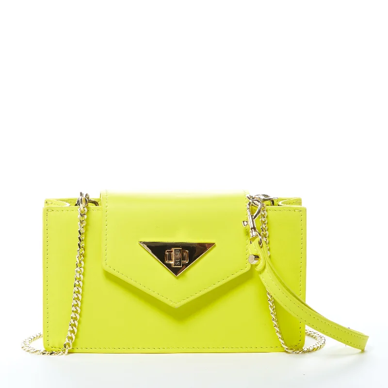 Hand - painted Canvas Crossbody Bag in Yellow for a Unique and Artistic LookMary Bright Yellow Small Crossbody Leather Wristlet