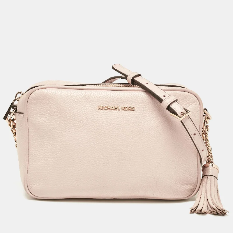 Plus - size Women's Crossbody Bag in Burgundy for Ample StorageMichael Kors Dusty Pink Leather Tassel Camera Crossbody Bag