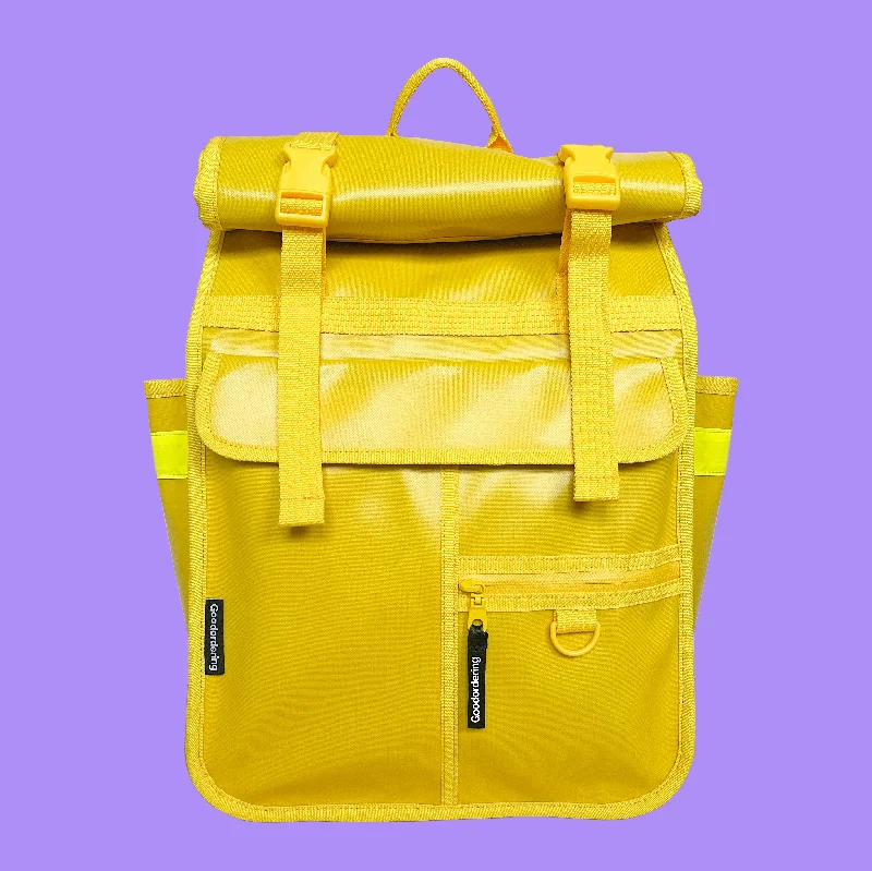 Leather - Trimmed Women's Backpacks in Cream for a Touch of LuxuryMonochrome Rolltop Backpack Pannier Yellow 2.0