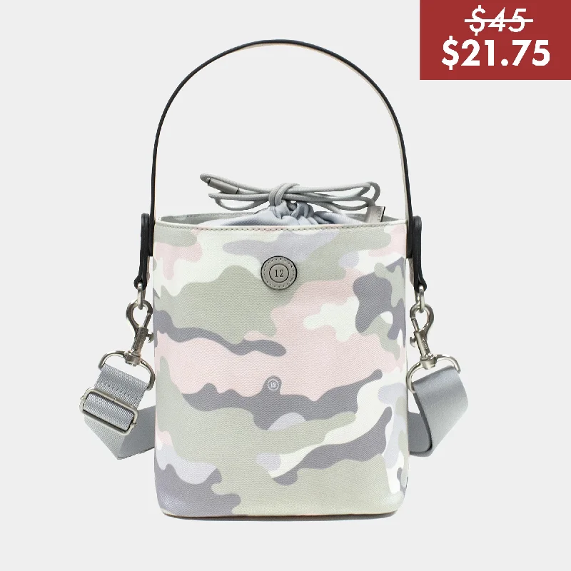 Women's Faux Fur Clutch in White for Winter BallsOn-The-Go Insulated Bottle Bag in Blush Camo