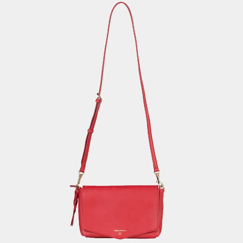 Women's Crossbody Bag with Zippered Pocket on the Back in Red for SecurityPeek-A-Boo Crossbody in Red