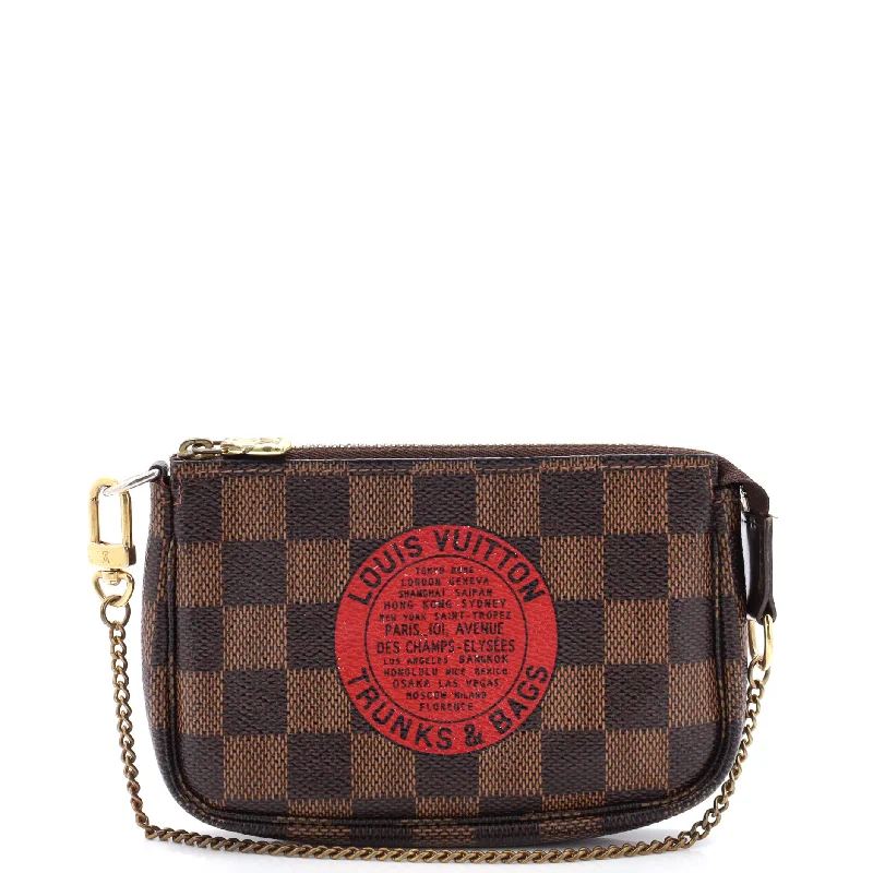 Quilted Leather Evening Bag in Gray for Sophisticated EventsPochette Accessoires Limited Edition Damier Mini