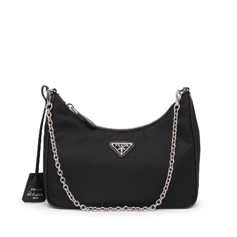 Pvc Shoulder Bag in Clear with Glitter for a Fun and Modern LookPrada Black Re-Nylon Re-Edition 2005 Bag