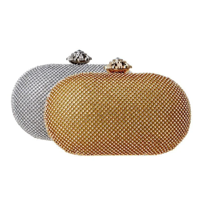 Pearl - Embellished Clutch in Cream for Bridal ShowersRhinestones Women Evening Bag Flower Metal Crystal Clutch