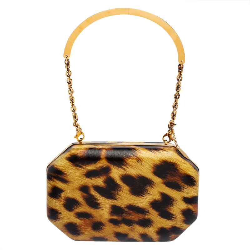 Women's Embroidered Silk Evening Bag in Navy for WeddingsRoberto Cavalli Leopard Print Leather Clutch