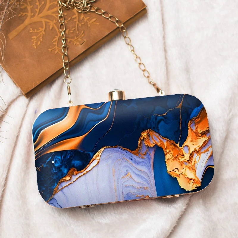 Pearl - Embellished Clutch in Cream for Bridal ShowersRoyal Blue Flow Art Printed Clutch