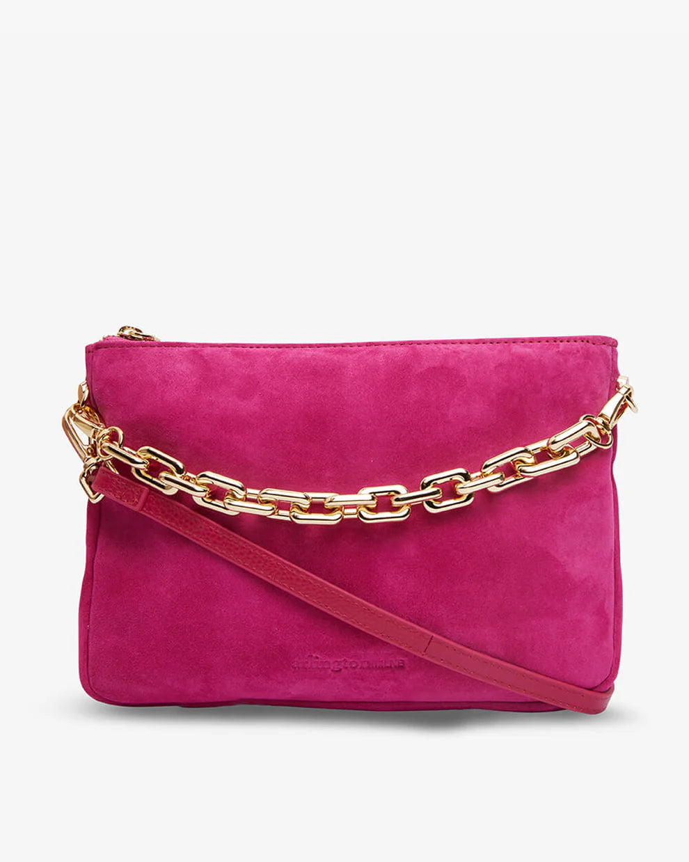 Women's Crossbody Bag with Chain Strap in Gold for a Glamorous TouchSAMANTHA CROSSBODY BAG | Hot Pink Suede