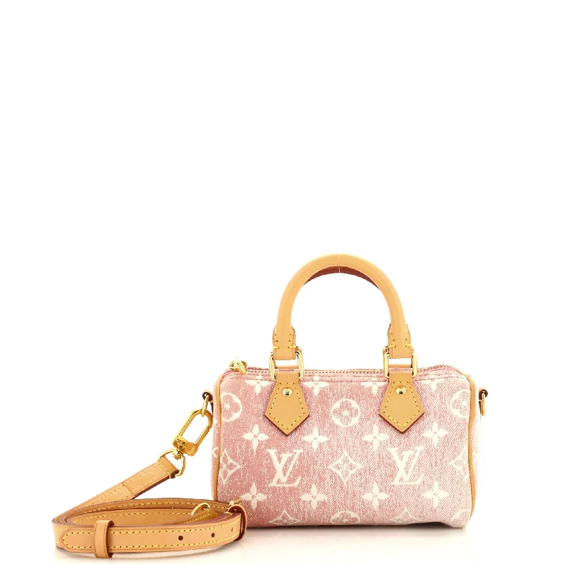 Quilted Leather Crossbody Bag in Cream for a Classic and Elegant AppearanceSpeedy Bandouliere NM Bag Monogram Jacquard Denim Nano