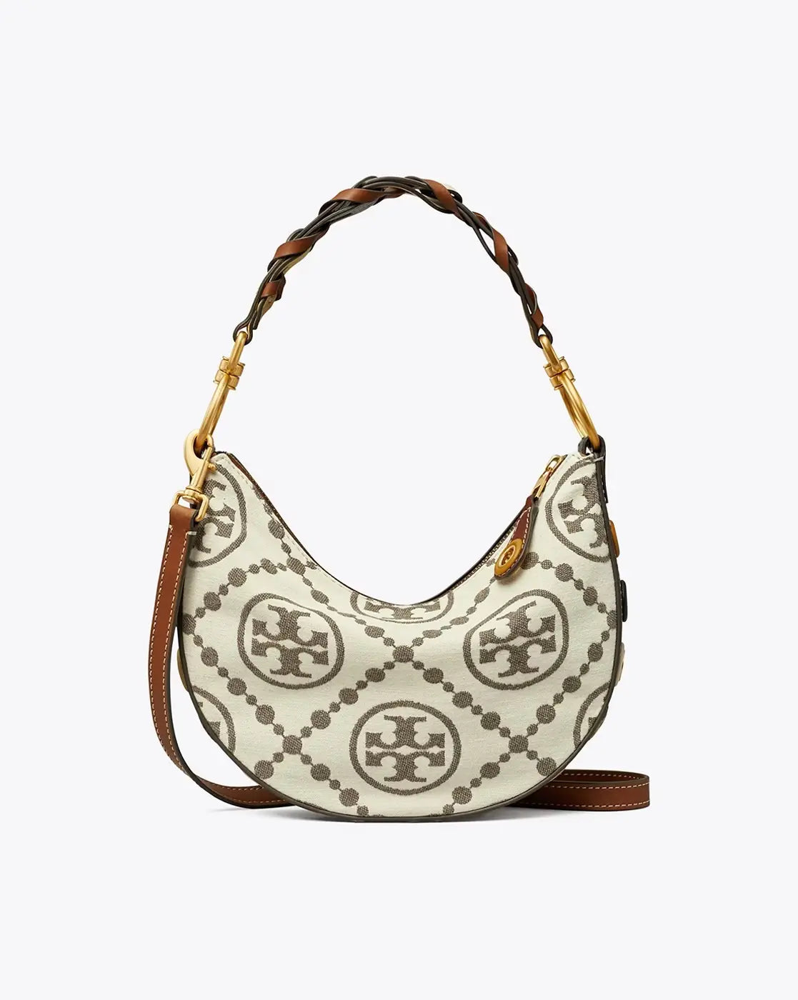 Shoulder Bag with Chain Strap in Silver for a Trendy AppearanceT Monogram Grommet Mini Crescent Bag