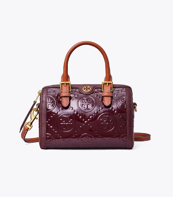 Women's Large Leather Shoulder Bag in Brown with Multiple Compartments for WorkT MONOGRAM PATENT EMBOSSED MINI BARREL BAG