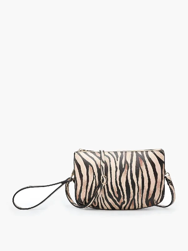 Women's Small Leather Crossbody Bag in Black with Gold Hardware for Evening PartiesWomen's Mila Monogramable Clutch Crossbody Bag In Tiger Print